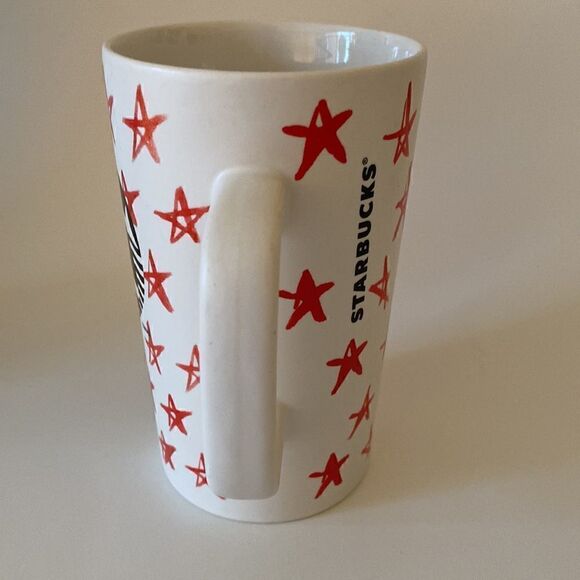 Starbucks White Red Stars 2014 Coffee Cup Mug Mermaid Logo 16oz - Picture 4 of 10